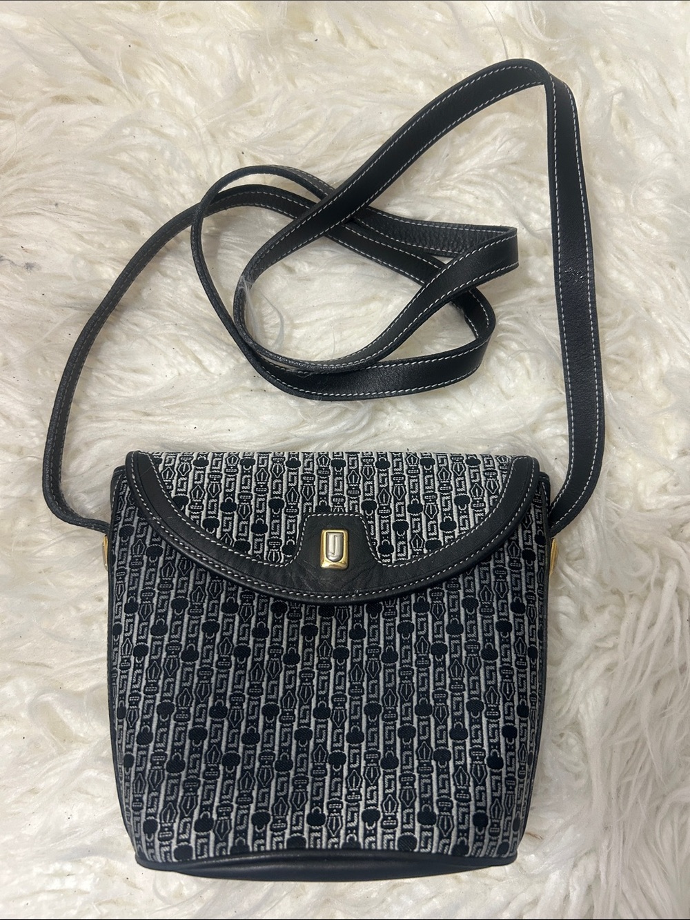 Judith Lieber Navy Patterned Crossbody Bag small